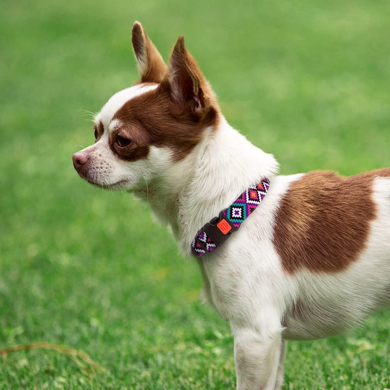 CollarDirect Nylon Dog Collar Aztec Geometric Pattern Tribal Magenta 10-13 inch - Image 3